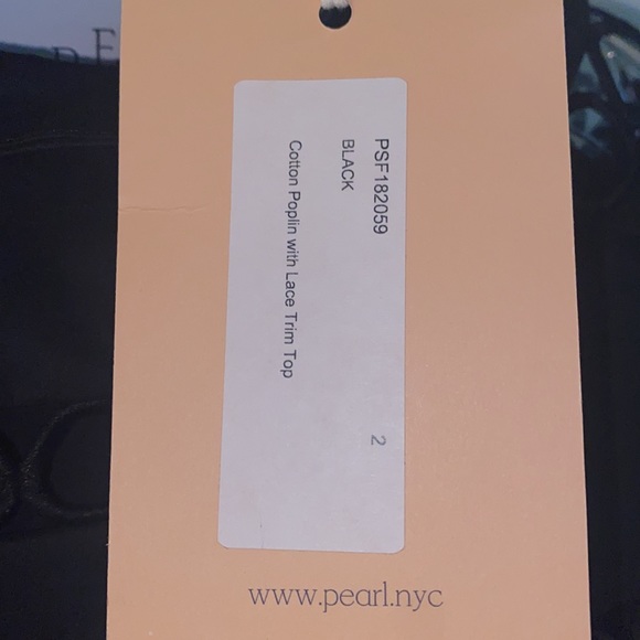 BWT Pearl by Lela Rose Pretty Black Cotton poplin with lace trim top size 2 - Picture 3 of 8